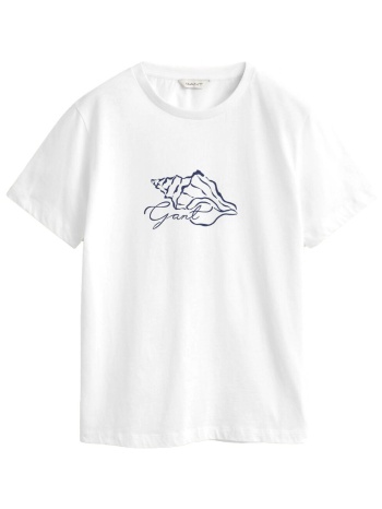 gant μπλουζα κμ 110 white graphic t-shirt λευκο σε προσφορά