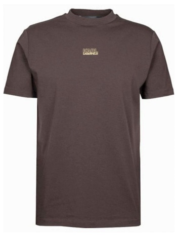 karl lagerfeld t-shirt crew neck gold logo καφε
