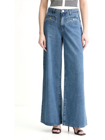 karl lagerfeld παντελονι jeans mid rise wide leg σιελ