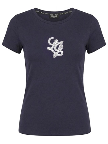 liu-jo better t-shirt logo στρας μαυρο