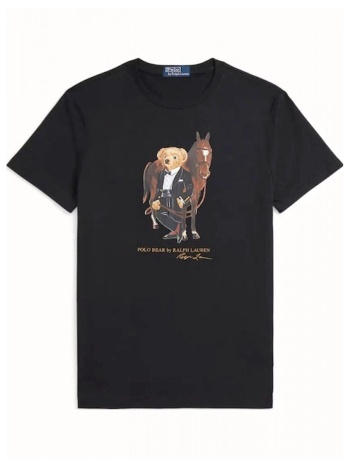 ralph lauren t-shirt custom slim fit logo bear μαυρο