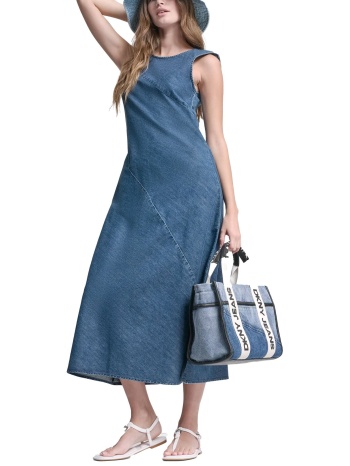 dkny φορεμα denim μιdi μπλε