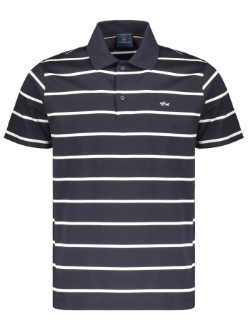 paul&shark polo ριγε logo metallic pin logo μαυρο-λευκο