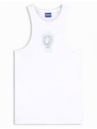 hugo blue tank top dimartini_b logo λευκο