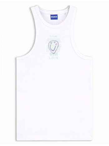 hugo blue tank top dimartini_b logo λευκο