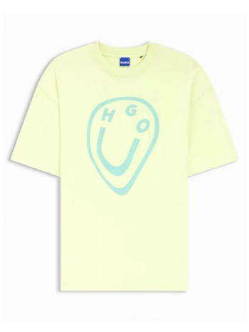 hugo blue t-shirt oversized_tee_b_11 logo λαχανι