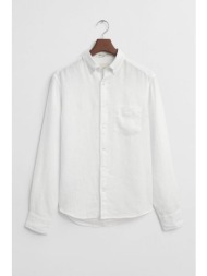 gant πουκαμισο λινο reg gmnt dyed shirt λευκο