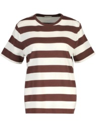 gant μπλουζα κμ 226 hot dog t-shirt ριγε λευκο καφε