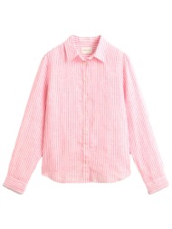 gant ποyκαμισο μμ 661 pastel pink λινο ριγε λευκο ροζ