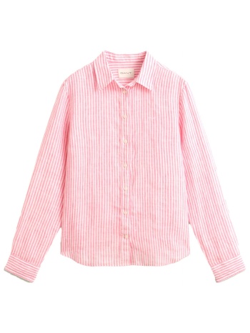 gant ποyκαμισο μμ 661 pastel pink λινο ριγε λευκο ροζ