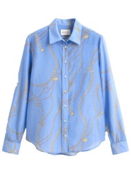 gant ποyκαμισο μμ 424 palace blue μεταξωτο σιελ