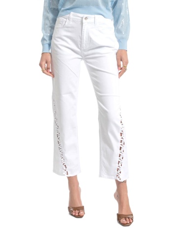 liu-jo παντελονι jeans straight fit λευκο