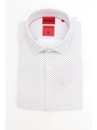 hugo performance πουκαμισο μικροσχεδιο slim fit kenno μπεζ-λευκο