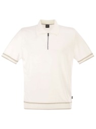 boss polo halfzip h-norbertino λευκο