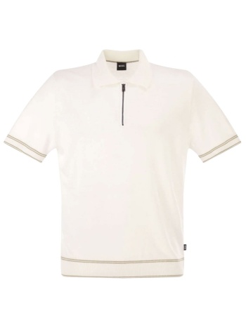 boss polo halfzip h-norbertino λευκο