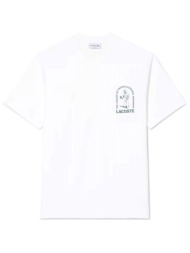 lacoste t-shirt classic fit logo λευκο