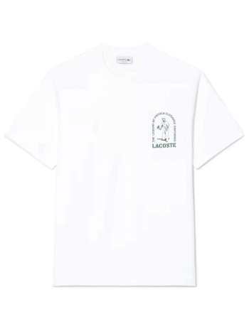 lacoste t-shirt classic fit logo λευκο