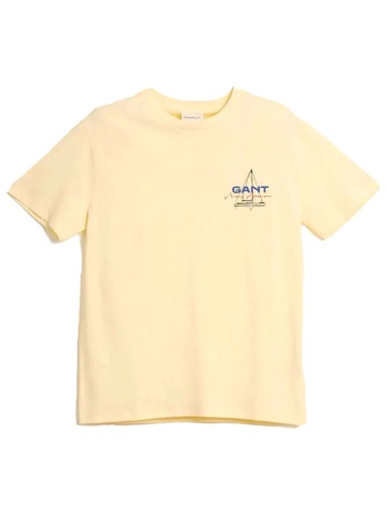 gant μπλουζα κμ 713 light yellow graphic t-shirt κιτρινο