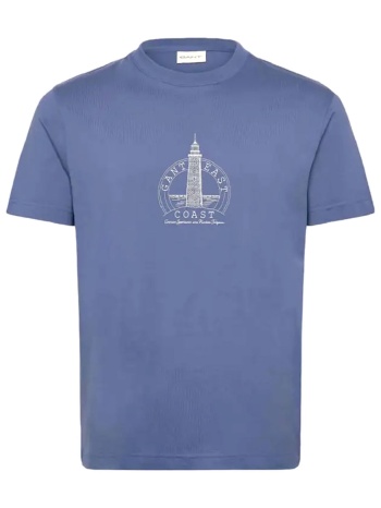 gant μπλουζα κμ 442 storm blue t-shirt μπλε ραφ