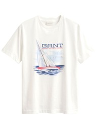 gant μπλουζα κμ 113 eggshell graphic t-shirt λευκο