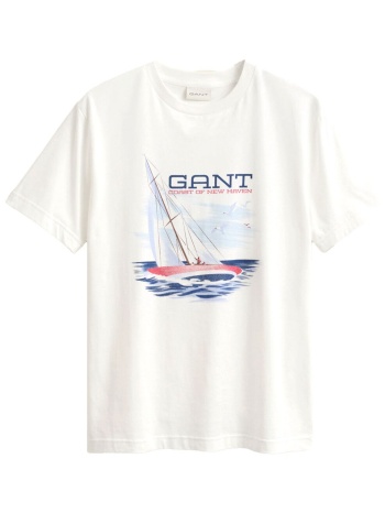 gant μπλουζα κμ 113 eggshell graphic t-shirt λευκο