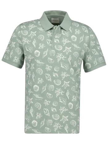 gant μπλουζα κμ 10 charcoal polo με σχεδιο φυστικι