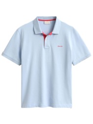 gant μπλουζα κμ 457 atlantic blue contrast pique polo σιελ