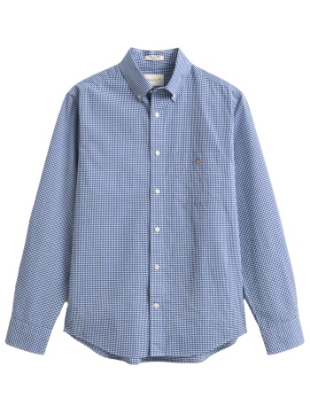 gant ποyκαμισο μμ 436 yale blue classic poplin καρο λευκο