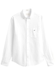 gant ποyκαμισο μμ 110 white cotton linen λευκο