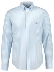 gant ποyκαμισο μμ 450 teal blue classic poplin ριγε λευκο σιελ
