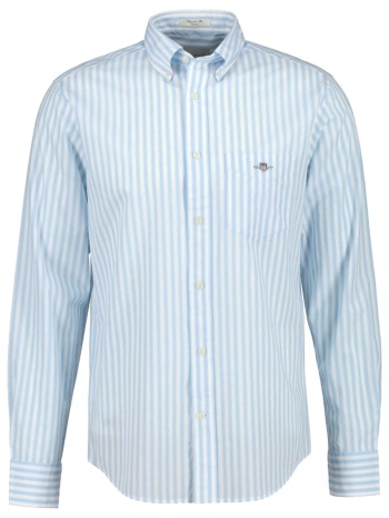 gant ποyκαμισο μμ 450 teal blue classic poplin ριγε λευκο