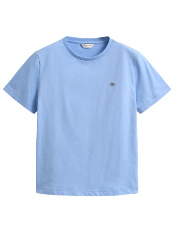 gant μπλουζα κμ 424 palace blue shield ss t-shirt σιελ