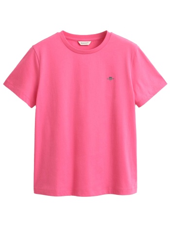 gant μπλουζα κμ 661 pastel pink shield ss t-shirt φουξια