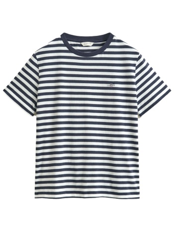 gant μπλουζα κμ 433 evening blue t-shirt ριγε λευκο μπλε