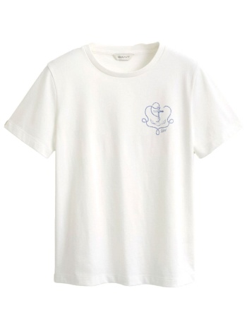 gant μπλουζα κμ 113 eggshell graphic print t-shirt λευκο