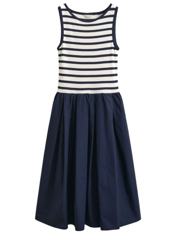 gant φορεμα 433 evening blue jersey combo λευκο μπλε