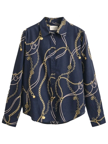 gant ποyκαμισο μμ 433 evening blue printed ctv voile σκουρο