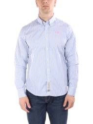 la martina πουκαμισο ριγε button down logo σιελ-λευκο