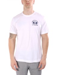 la martina t-shirt crew neck regular fit logo λευκο