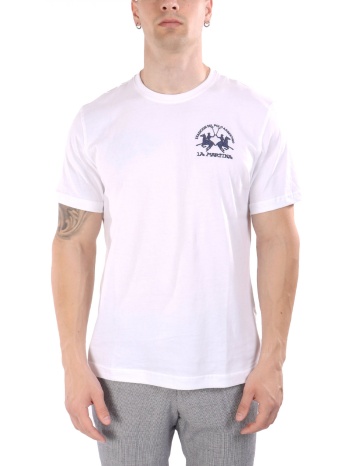 la martina t-shirt crew neck regular fit logo λευκο