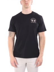 la martina t-shirt crew neck regular fit logo μαυρο