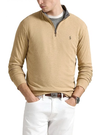 ralph lauren φουτερ halfzip logo μπεζ-καφε