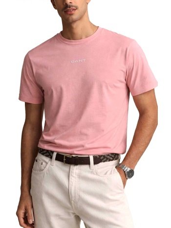 gant μπλουζα κμ 666 soft pink t-shirt logo ροζ