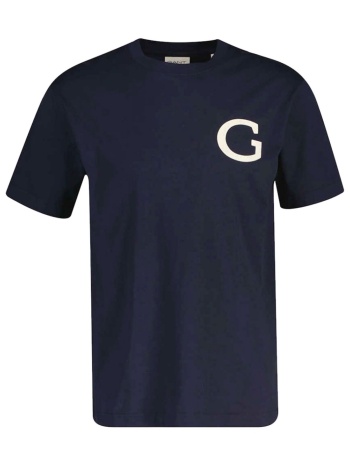 gant μπλουζα κμ 433 evening blue t-shirt g badge μπλε