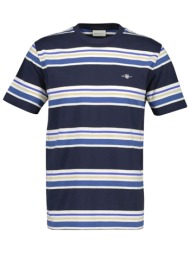 gant μπλουζα κμ 433 evening blue t-shirt ριγε μπλε κρεμ μπεζ