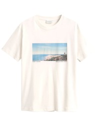 gant μπλουζα κμ 130 cream scenery graphic t-shirt κρεμ