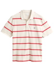 gant μπλουζα κμ 119 ivory polo ριγε εκρου κοκκινο
