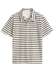 gant μπλουζα κμ 119 ivory towelling polo ριγε κρεμ μαυρο
