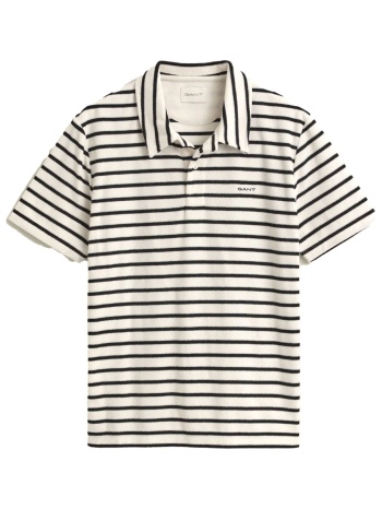 gant μπλουζα κμ 119 ivory towelling polo ριγε κρεμ μαυρο