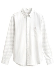 gant πουκαμισο μμ 110 white classic oxford ριγε λευκο μπεζ σιελ